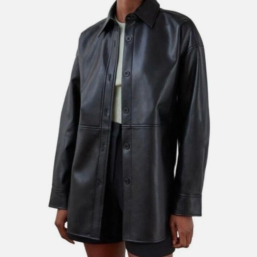 Glassons Black Leather Button-Up Jacket